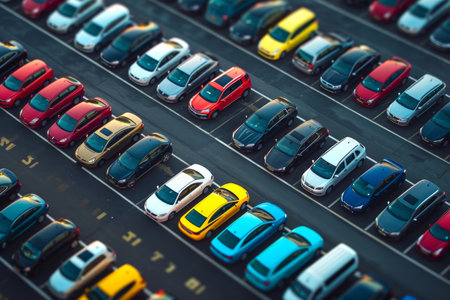 lots of cars on car parking.の素材
