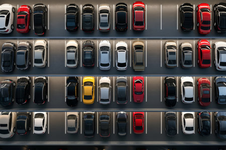 lots of cars on car parking.の素材