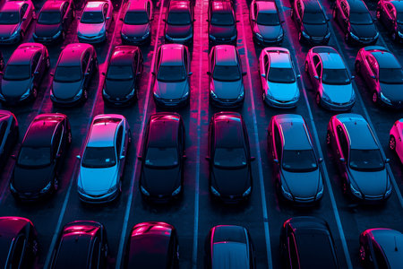 lots of cars on car parking.の素材