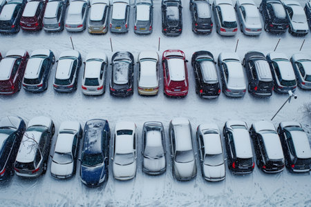lots of cars on car parking.の素材