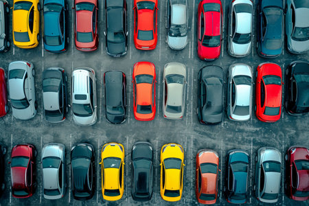 lots of cars on car parking.の素材