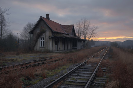 railway station, train travel concept.の素材