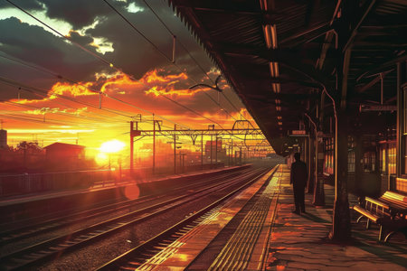 railway station, train travel concept.の素材