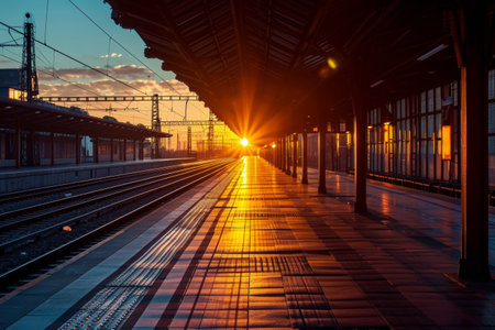 railway station, train travel concept.の素材