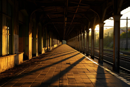 railway station, train travel concept.の素材