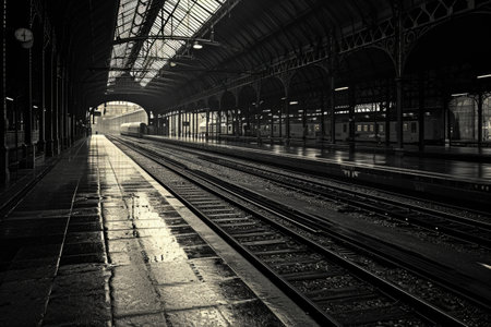 railway station, train travel concept.の素材