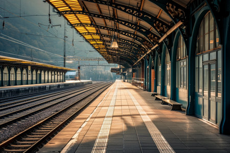 railway station, train travel concept.の素材