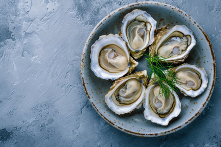 lots of oysters on a plate, in the style of nature-based patterns,flatlayの素材