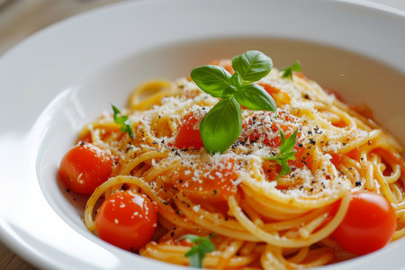 tasty italian pasta, food in menu.の素材