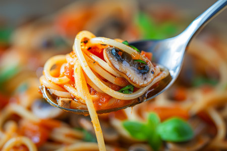 tasty italian pasta, food in menu.の素材