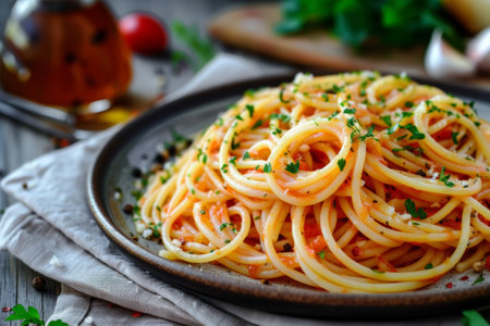 tasty italian pasta, food in menu.の素材