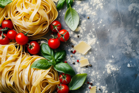 tasty italian pasta, food in menu.の素材