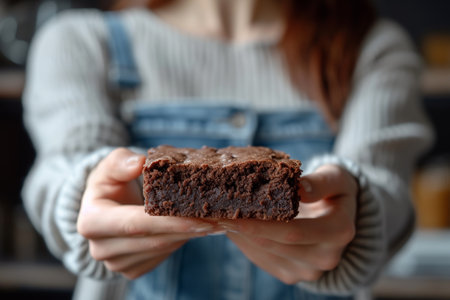 sweet chocolate brownie close up.の素材