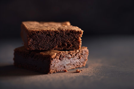 sweet chocolate brownie close up.の素材
