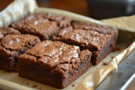 sweet chocolate brownie close up.の素材