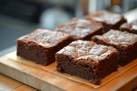 sweet chocolate brownie close up.の素材