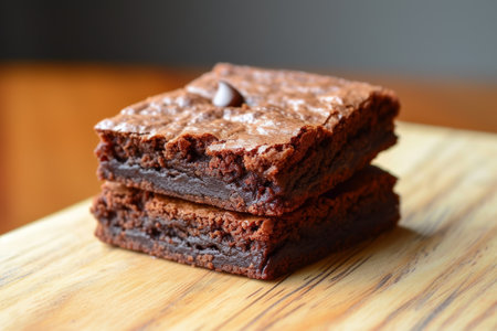 sweet chocolate brownie close up.の素材