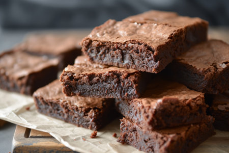 sweet chocolate brownie close up.の素材