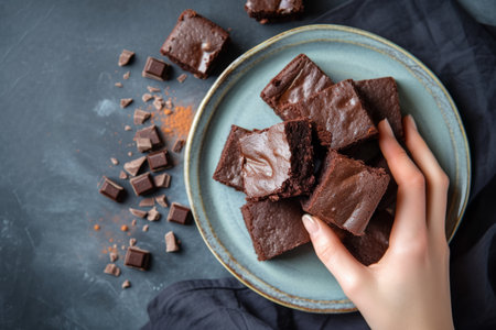 sweet chocolate brownie close up.の素材