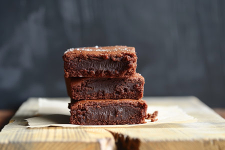sweet chocolate brownie close up.の素材