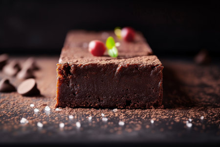 sweet chocolate brownie close up.の素材