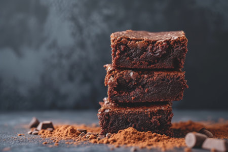 sweet chocolate brownie close up.の素材