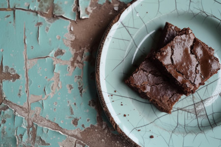 sweet chocolate brownie close up.の素材