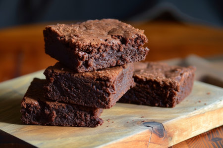 sweet chocolate brownie close up.の素材
