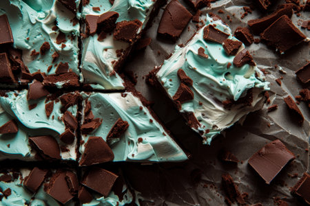 sweet chocolate brownie close up.の素材