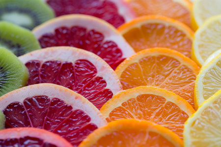 fresh fruit in a rainbow, diet,vitamin resource in summerの素材