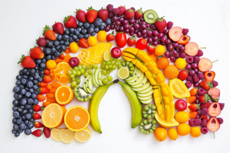 fresh fruit in a rainbow, diet,vitamin resource in summerの素材