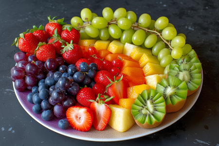 fresh fruit in a rainbow, diet,vitamin resource in summerの素材