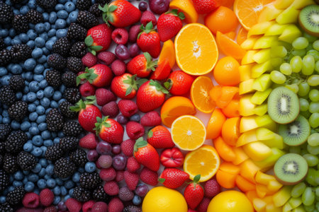 fresh fruit in a rainbow, diet,vitamin resource in summerの素材