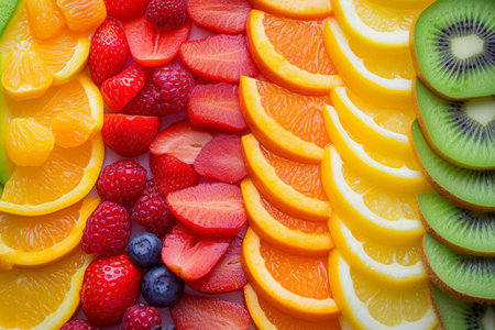 fresh fruit in a rainbow, diet,vitamin resource in summerの素材