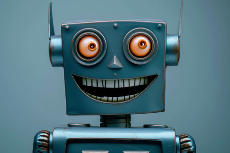 ai robots giggling and laughing, superiority over people.の素材