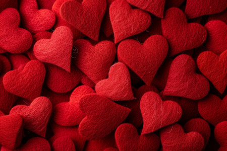 a group of red hearts pattern background.の素材