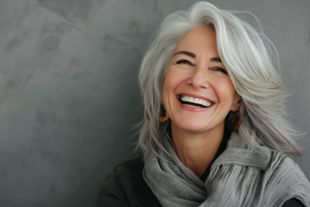 group of laughing aged peole with silver hair.の素材