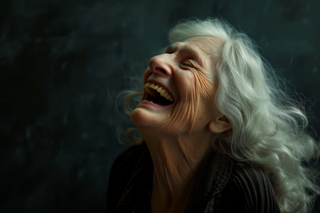 group of laughing aged peole with silver hair.の素材