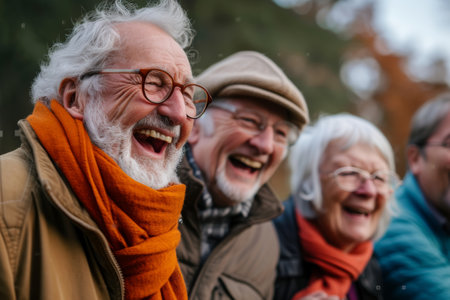 group of laughing aged peole with silver hair.の素材