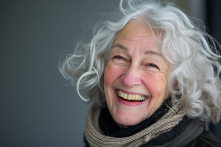 group of laughing aged peole with silver hair.の素材