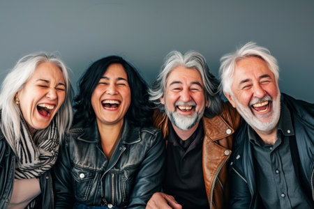 group of laughing aged peole with silver hair.の素材