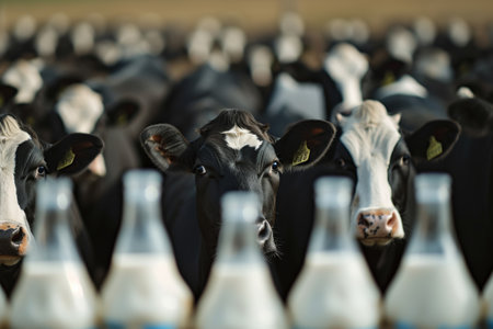 cows on the farm, milk industry.の素材