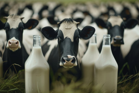 cows on the farm, milk industry.の素材