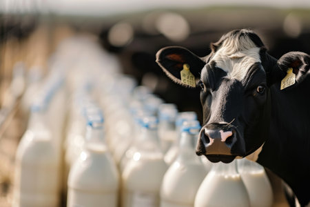 cows on the farm, milk industry.の素材