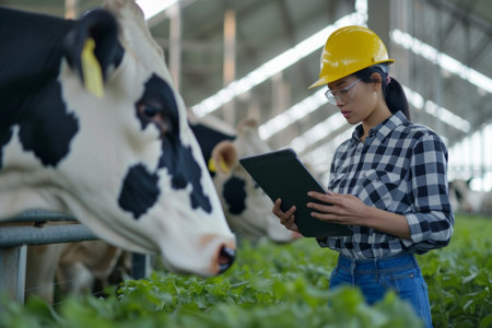 cows on the farm, milk industry.の素材