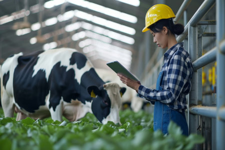 cows on the farm, milk industry.の素材