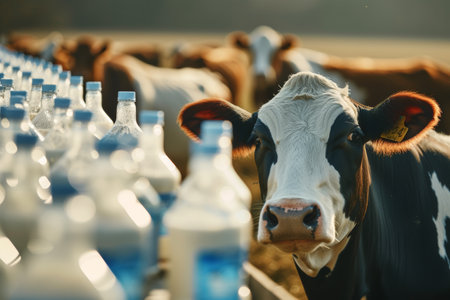 cows on the farm, milk industry.の素材