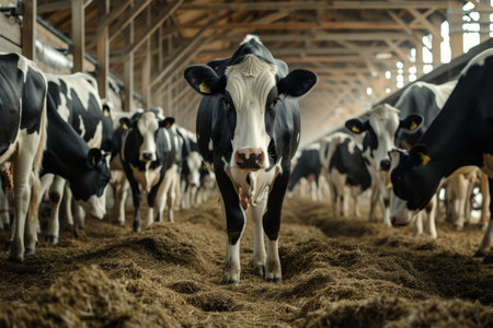 cows on the farm, milk industry.の素材