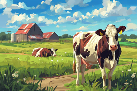 cows on the farm, milk industry.の素材