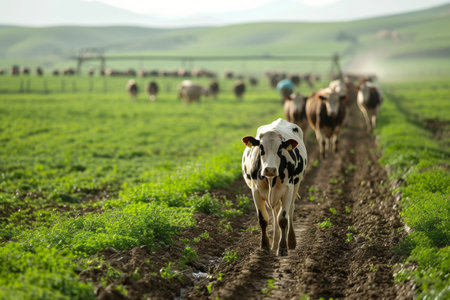 cows on the farm, milk industry.の素材